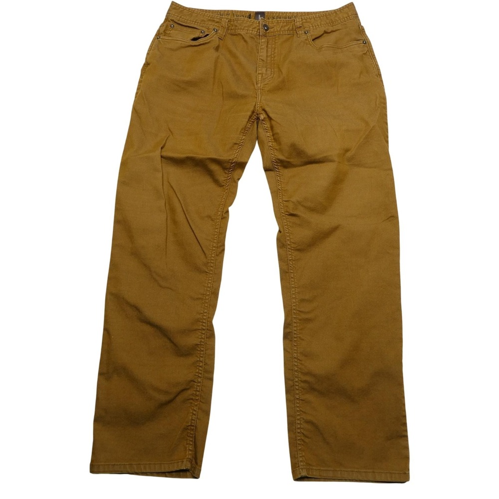 PrAna Pants Mens 38x31 Brown Khaki 5 Pocket Casual Straight Leg Logo Chino